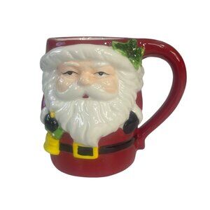 Holiday Style Santa Mug 22 Fl Oz Ceramic Christmas Cup Red White New